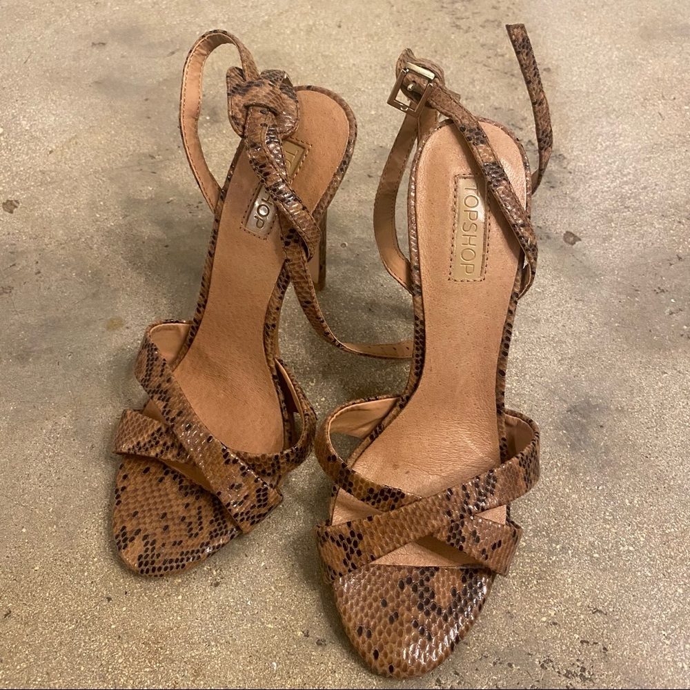Sexy snakeskin strappy heels